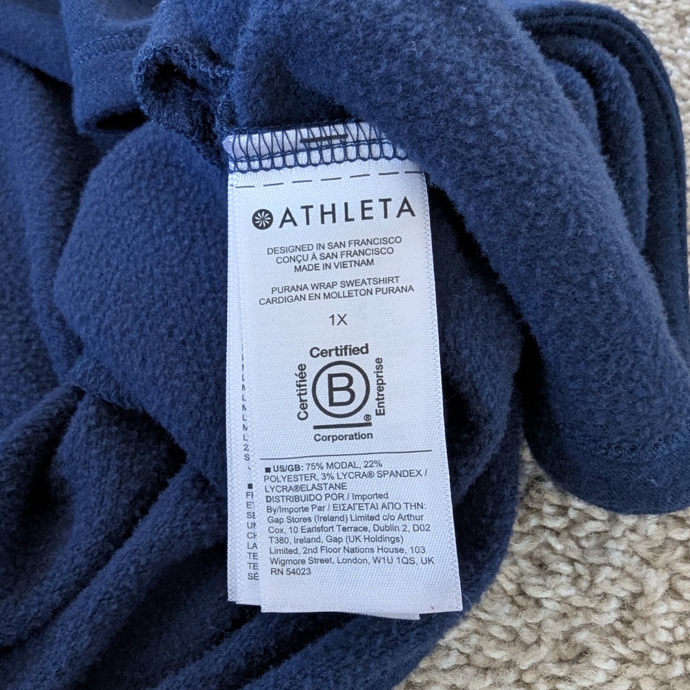 Athleta Purana Wrap Sweatshirt Enchanted Blue Plush Nirvana Soft Cozy - Picture 9 of 11